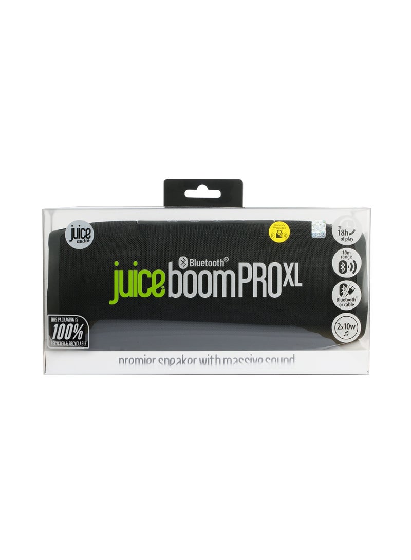 جوس مكبر الصوت اللاسلكي JUICE BoomPRO-XL بتقنية البلوتوث، مزود بصوت 360 درجة واثنين من مكبرات الصوت بقوة 10 واط لكل منهما، مقاوم للرذاذ، ومصمم ليكون مكبراً محمولاً متيناً. - Image 1