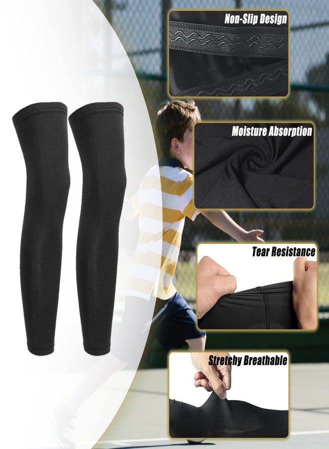 Luwint Long Compression Leg Sleeves for Kids Non-Slip UV Protection Thigh Calf Sleeves Comfortable Brace Support for Basketball Running Cycling, 2 Pair (S) - Image 5