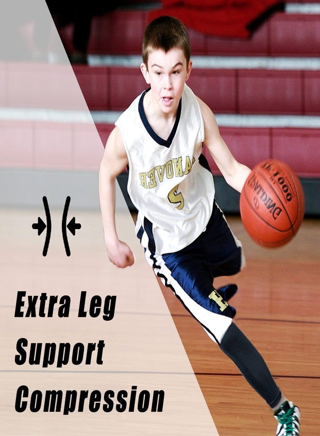 Luwint Long Compression Leg Sleeves for Kids Non-Slip UV Protection Thigh Calf Sleeves Comfortable Brace Support for Basketball Running Cycling, 2 Pair (S) - Image 2