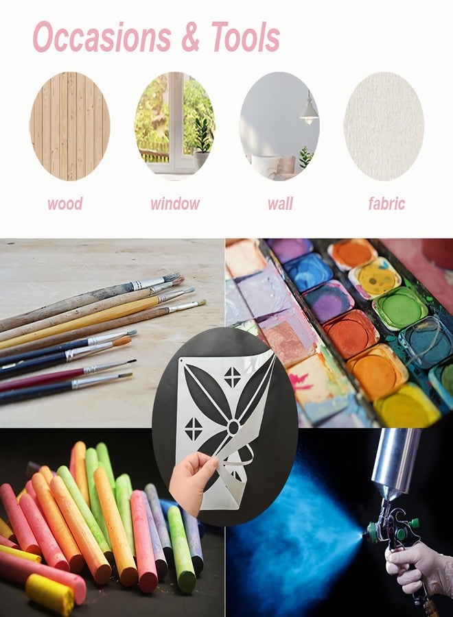 Felixcraft Flower Texture Stencils for Painting, 4PCS 8x8 Inch Stencils for Crafts Reusable, Floral Stencils for Painting on Wood Wall Tile Furniture, Painting Stencils for Home Decor - Image 5