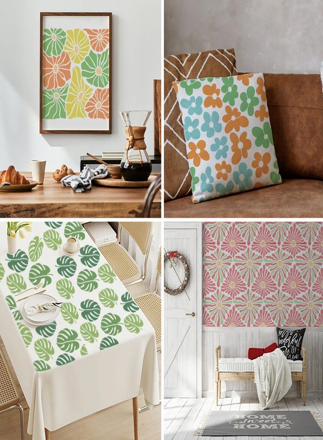 Felixcraft Flower Texture Stencils for Painting, 4PCS 8x8 Inch Stencils for Crafts Reusable, Floral Stencils for Painting on Wood Wall Tile Furniture, Painting Stencils for Home Decor - Image 3