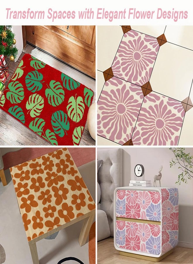 Felixcraft Flower Texture Stencils for Painting, 4PCS 8x8 Inch Stencils for Crafts Reusable, Floral Stencils for Painting on Wood Wall Tile Furniture, Painting Stencils for Home Decor - Image 2