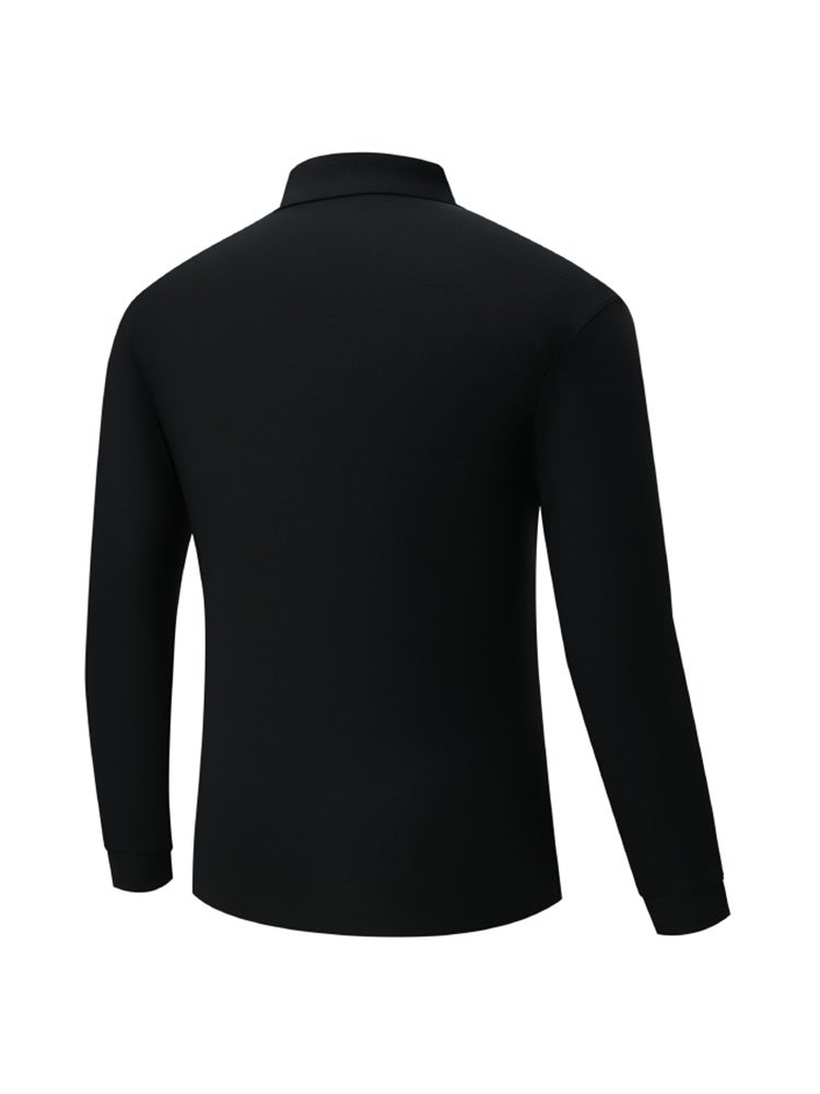 Men's Casual Long Sleeve T Shirt Basic Top Button Collared Shirt - Image 2