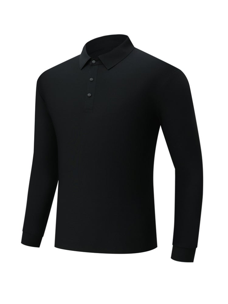 Men's Casual Long Sleeve T Shirt Basic Top Button Collared Shirt - Image 1