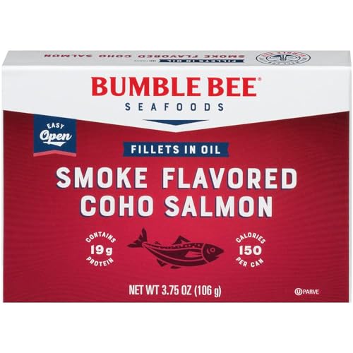 Bumble Bee Smoke Flavored Red Coho Salmon Fillets in Oil, 3.75 oz (Pack of 1) - 19g Protein - Skinless, Boneless - Great for Snacks & Recipes - Gluten Free - Image 1