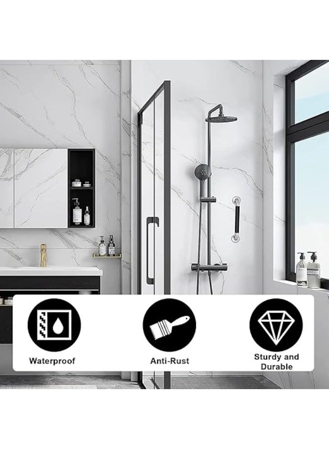 DUNISO 2 Pcs Stainless Steel Bathroom Grab Bars，Safety Bath & Toilet Rail for Elderly Senior with Anti Slip Rubber Grip，Wall Mount Bath Grab Handle，Suitable for Bathroom Elderly Handicap Senior Pregnant,15.7in - Image 4