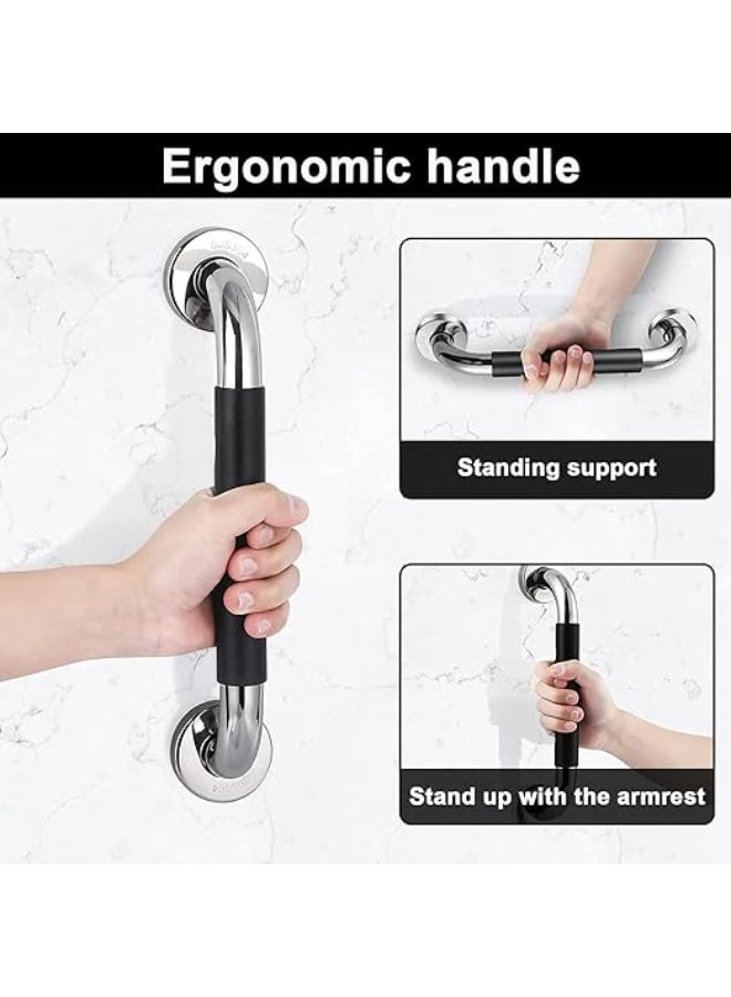 DUNISO 2 Pcs Stainless Steel Bathroom Grab Bars，Safety Bath & Toilet Rail for Elderly Senior with Anti Slip Rubber Grip，Wall Mount Bath Grab Handle，Suitable for Bathroom Elderly Handicap Senior Pregnant,15.7in - Image 5