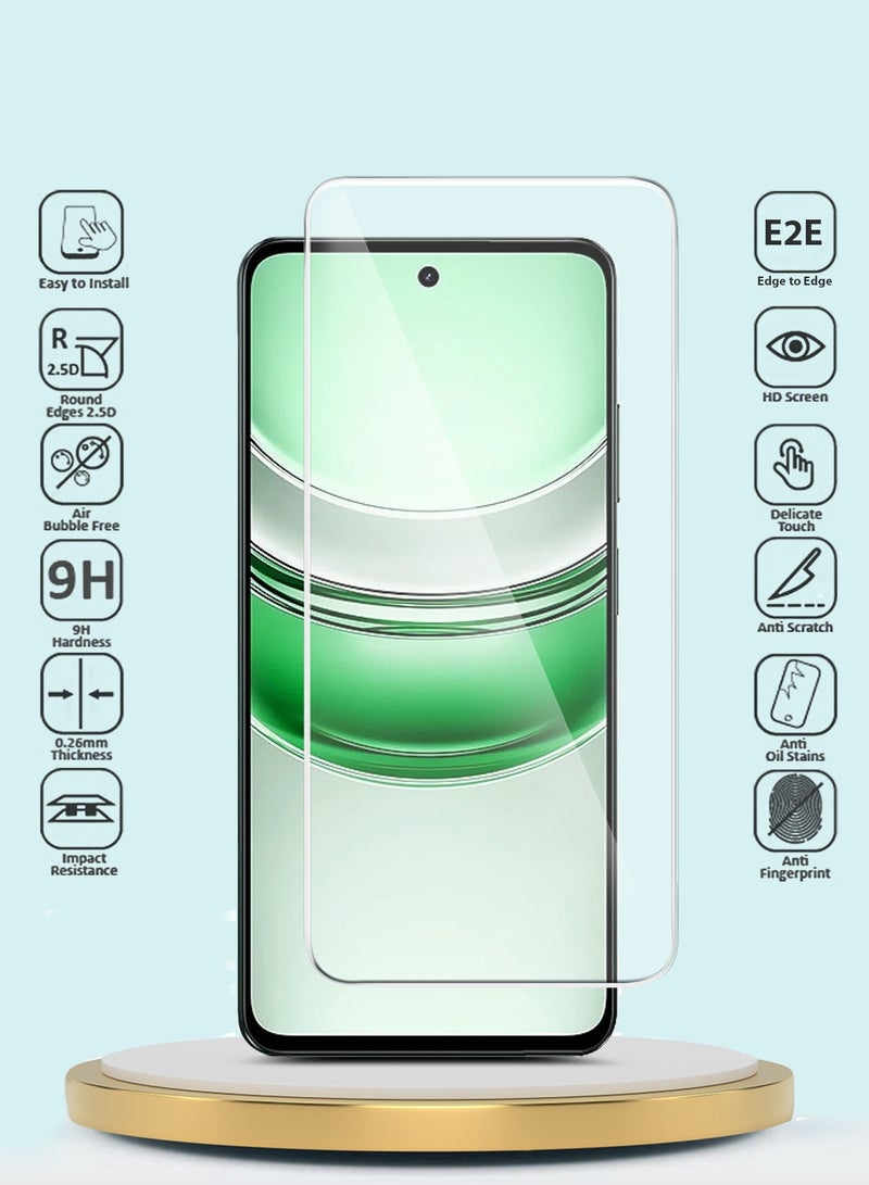 جيماكس حامي شاشة زجاجي مقسّى بشاشة منحنيّة حواف 9H 2.5D من سلسلة GMAX المميزة لهاتف Realme C71 4G 2025 - شفاف - Image 2