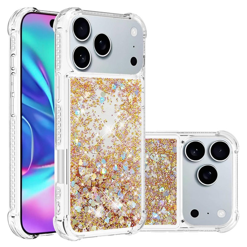 غطاء واقي بTPU لـ iPhone 17 / 17 Air / 17 Pro / 17 Pro Max مع مقاوم للصدمات وحماية من السقوط مع مقاوم للصدمات مع رمل سائل لامع مع حماية الزوايا الأربع باللون أزرق من مادة TPU بالل. - Image 2