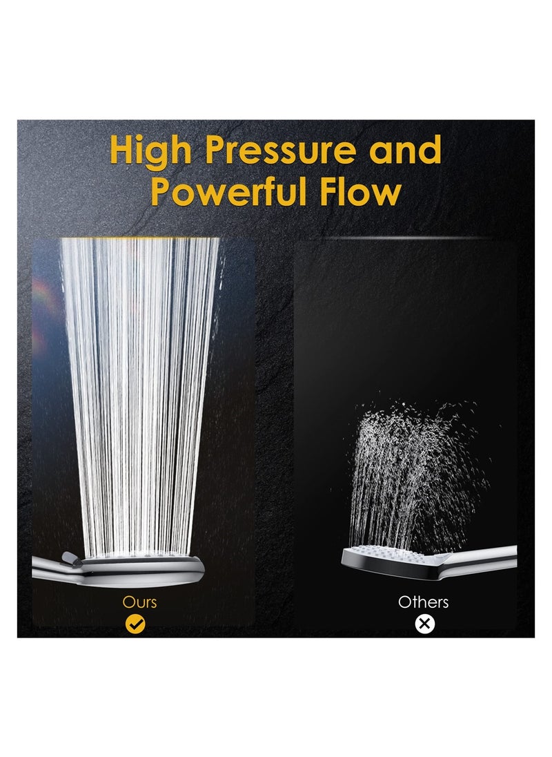 Excefore - Shower Head, 6 Spray Modes High Pressure Handheld Power Shower, Water Saving Chrome Finish Filter Shower (Not Include Hose) - Image 1