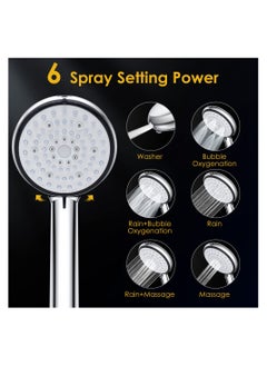 Excefore Shower Head, 6 Spray Modes High Pressure Handheld Power Shower, Water Saving Chrome Finish Filter Shower (Not Include Hose)  - Image 2