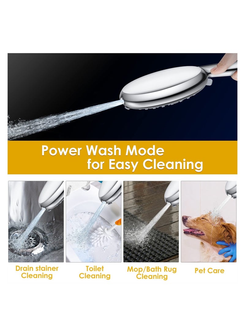 Excefore - Shower Head, 6 Spray Modes High Pressure Handheld Power Shower, Water Saving Chrome Finish Filter Shower (Not Include Hose) - Image 1