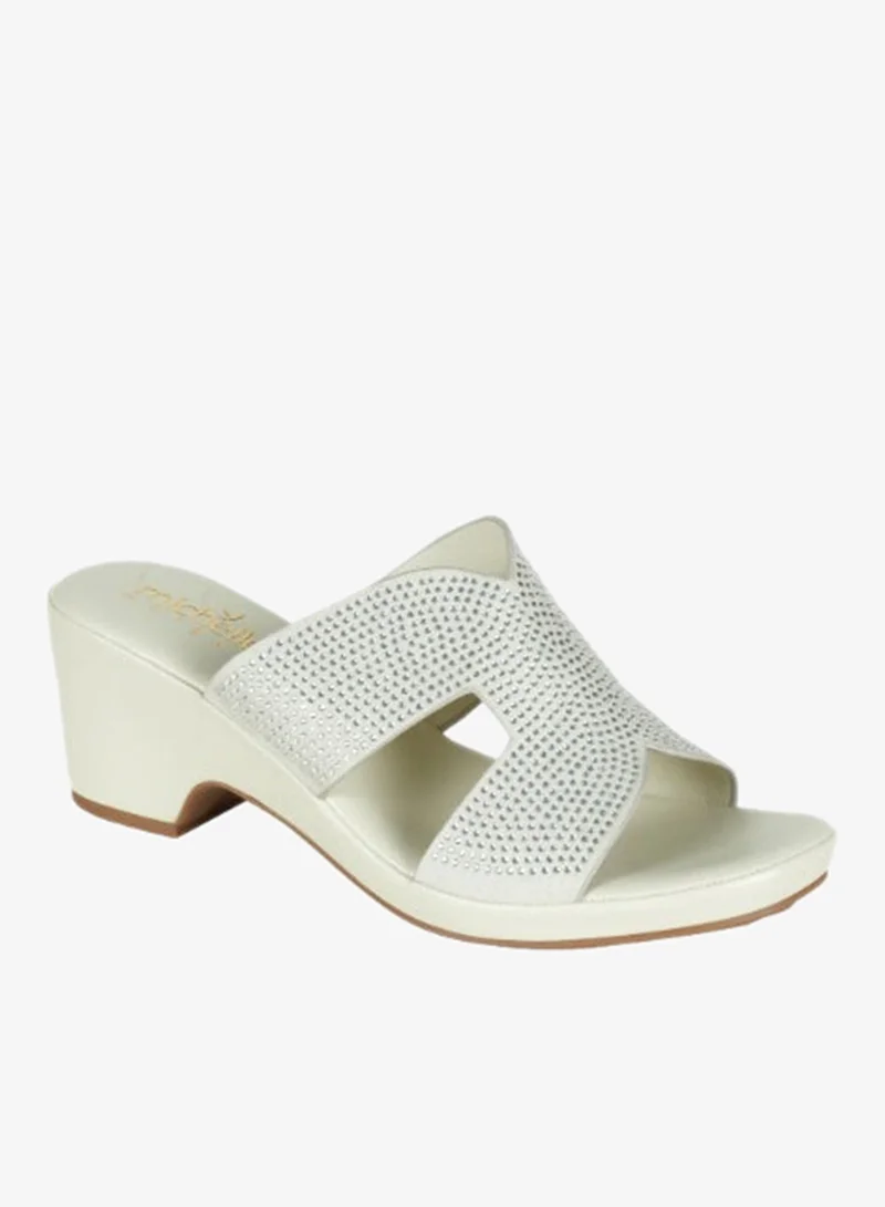 Michelle Morgan Silver 092-2949 Michelle Morgan Ladies Block Heels Sandals4RC121 Silver for Women | Best Price UAE
