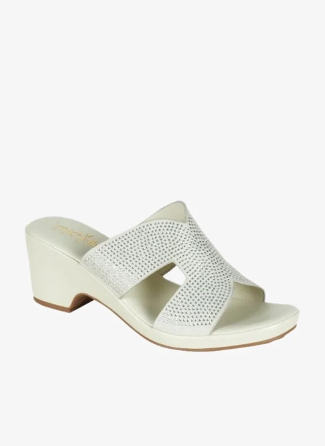 092-2949 Michelle Morgan Ladies Block Heels Sandals4RC121 Silver