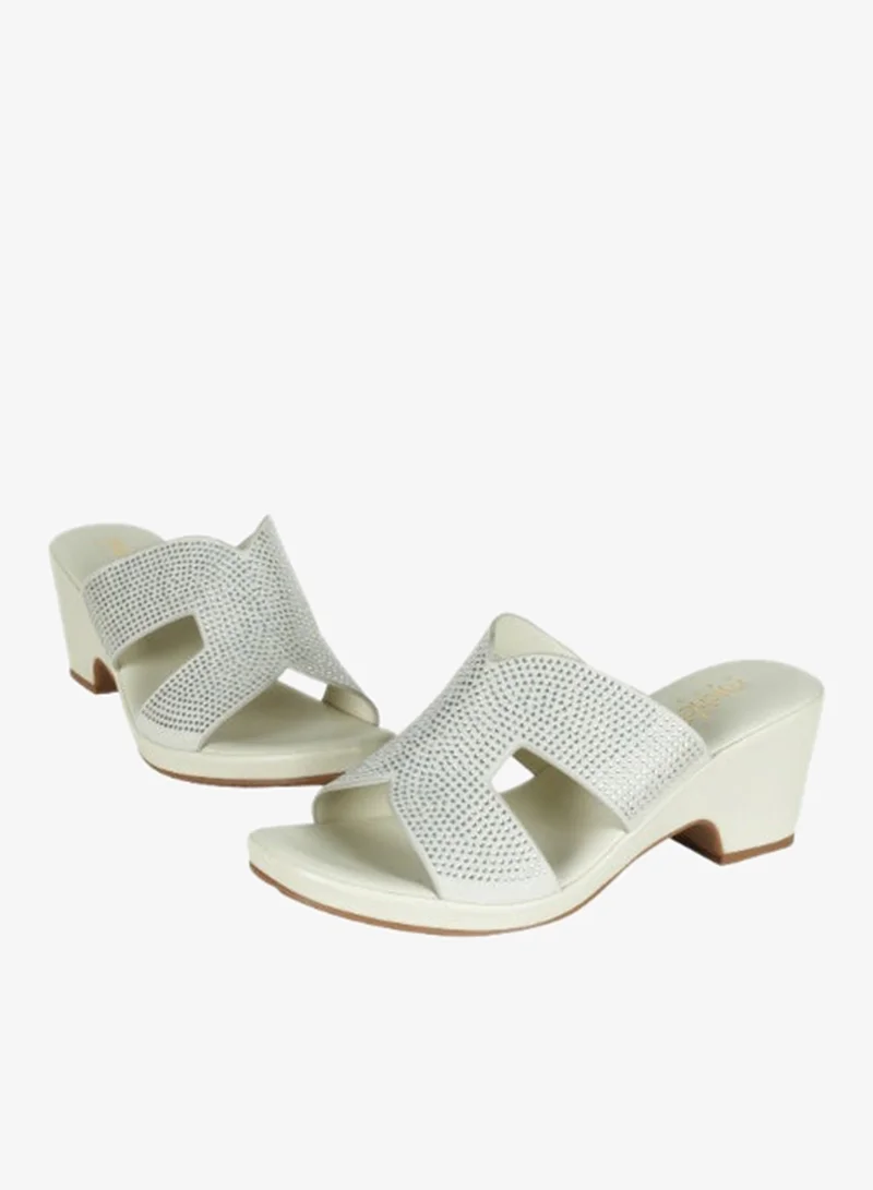 Michelle Morgan Silver 092-2949 Michelle Morgan Ladies Block Heels Sandals4RC121 Silver for Women | Best Price UAE