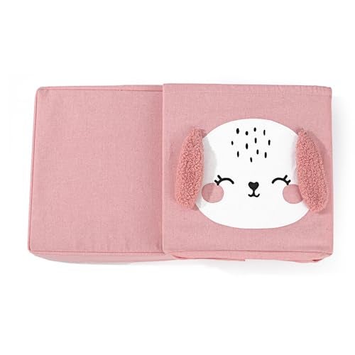 House of Quirk Non-Woven Storage Bins With Lid, Foldable Clothing Storage Box Case With Handle For Toy, Books, Closet, Bedroom, Home (Pink Puppy) - Image 3