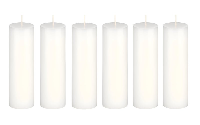 Atorakushon® Smokeless Scented Pack of 6 White Tall Round Pillar Candles for Diwali - Image 1