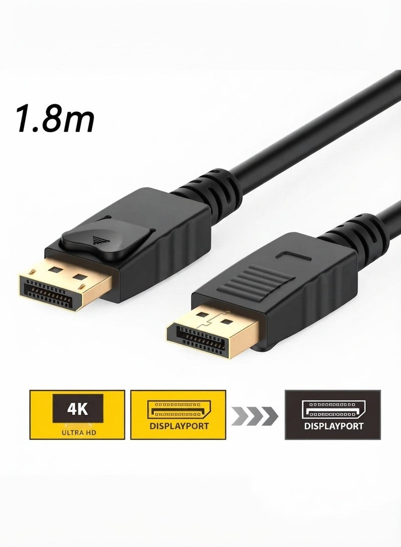 ابلس كابل AB-21KD من DisplayPort إلى DisplayPort بطول 1.8 متر – كابل DP عالي السرعة بقلب من النحاس الخالي من الأكسجين، يدعم نقل الصوت والفيديو عالي الدقة ونقل البيانات السريع؛ مناسب لأجهزة الكمبيوتر والشاشات وأجهزة العرض (البروجيكتور) وأجهزة الألعاب. - Image 3
