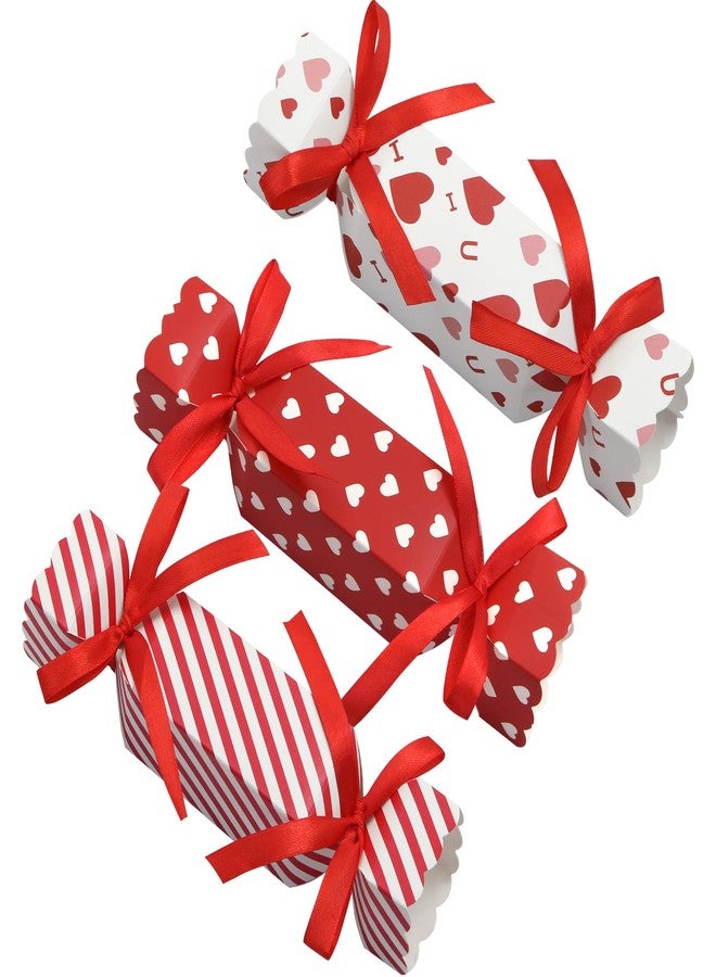 Unigift 20 Pcs Valentine's Day Candy Boxes with Ribbon,3 Styles Red Heart Candy Shape Treat Box Cardboard Paper Goody Snacks Cookie Holder Decoration Gift Boxes for Kid Christmas Birthday Wedding Party Favor - Image 1