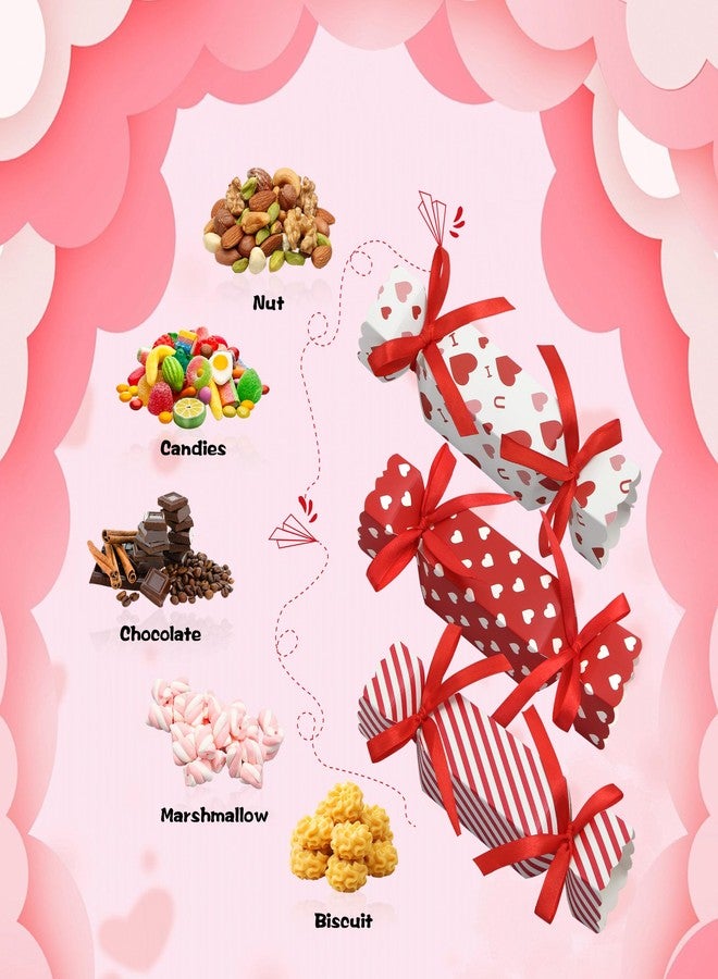 Unigift 20 Pcs Valentine's Day Candy Boxes with Ribbon,3 Styles Red Heart Candy Shape Treat Box Cardboard Paper Goody Snacks Cookie Holder Decoration Gift Boxes for Kid Christmas Birthday Wedding Party Favor - Image 4