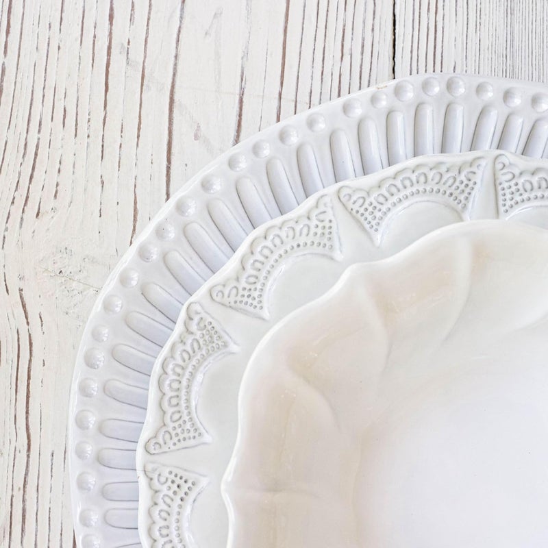 Vietri Vietri Incanto Lace Pasta Bowl Soup Salad Spaghetti Server Earthenware Dish Elegant Servingware 95 Inch White - Image 3