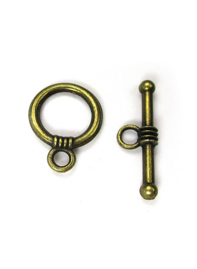 All In One 10Sets Toggle Clasps For Diy Jewelry Making (10Mm Round Antique Bronze) - Image 1