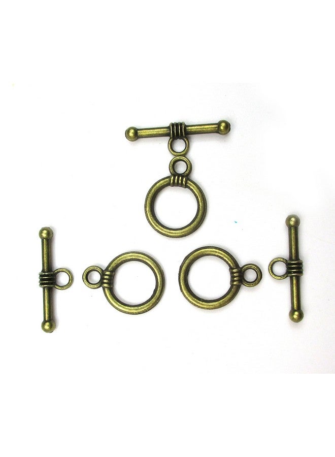 All In One 10Sets Toggle Clasps For Diy Jewelry Making (10Mm Round Antique Bronze) - Image 3
