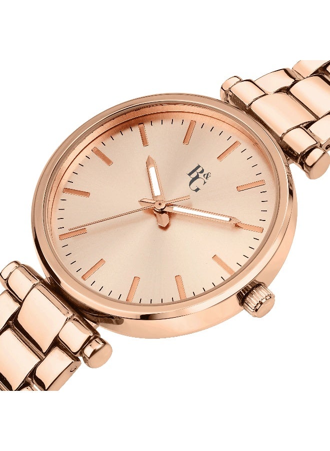 B&G Women's Gold Round Analog Dial with Gold Alloy Band Watch - 35mm - R3853302505 - Image 3