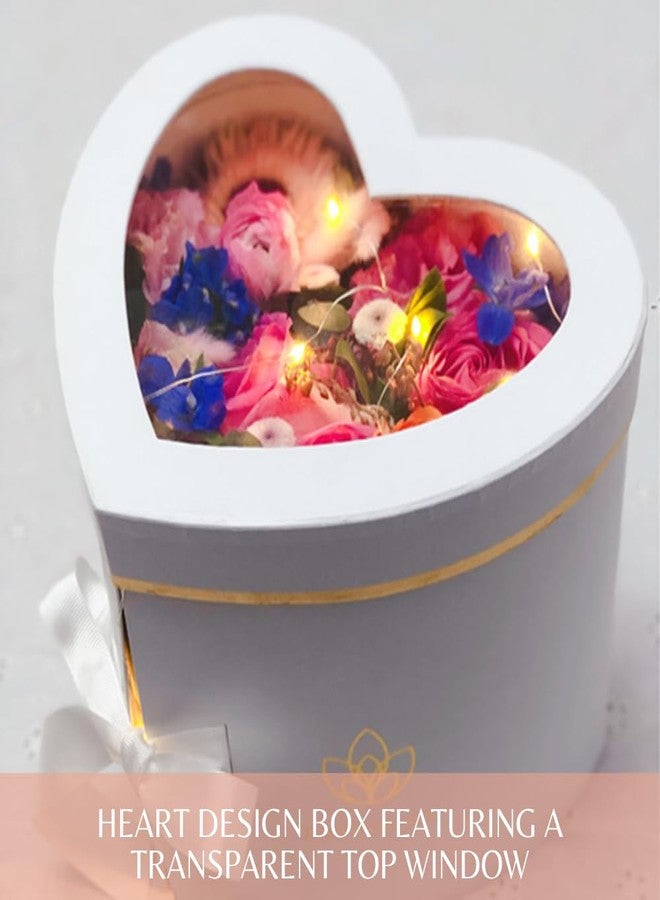 BBJ WRAPS Luxury Heart Shaped Flower Box with Lid Florist Double Layer Gift Paper Mache Boxes for Arrangements-9"(L x 8"(W x 6.5"(H (Black - Image 2