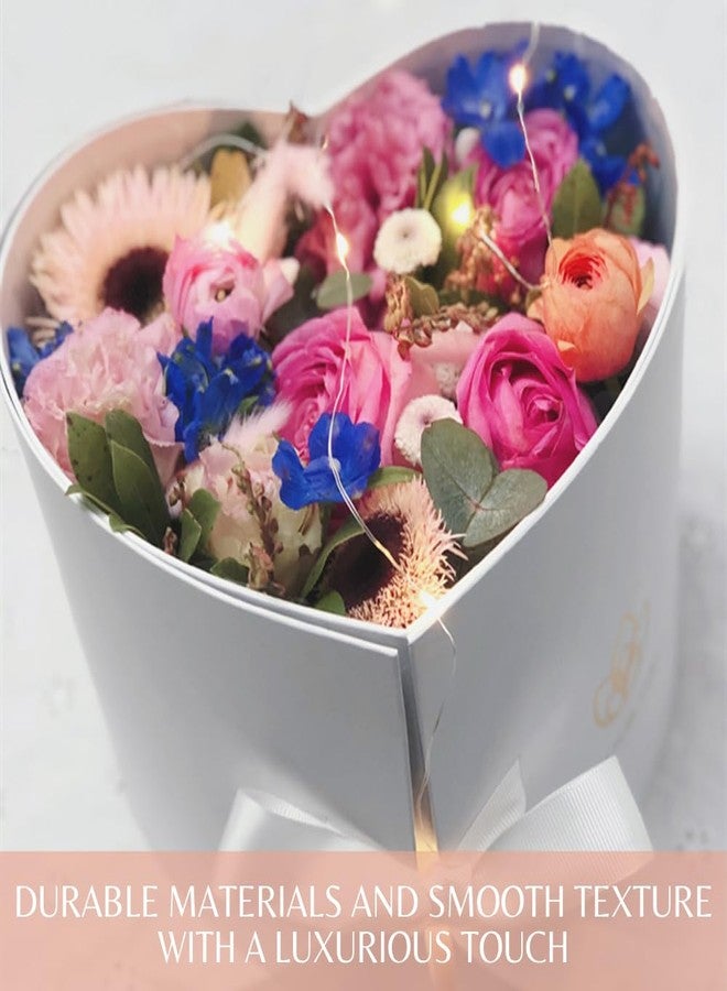 BBJ WRAPS Luxury Heart Shaped Flower Box with Lid Florist Double Layer Gift Paper Mache Boxes for Arrangements-9"(L x 8"(W x 6.5"(H (Black - Image 4