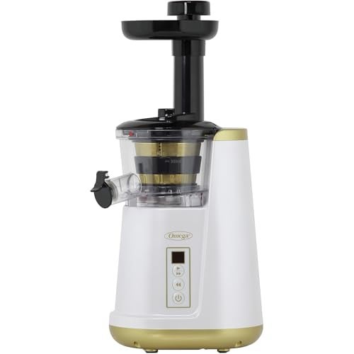 Omega Omega Juicer Cold Press 365 Vertical 65 RPM Slow Masticating Compact Extractor for Fruits and Vegetables with 3 Stage Auger  BPAFree Container 150Watts White 