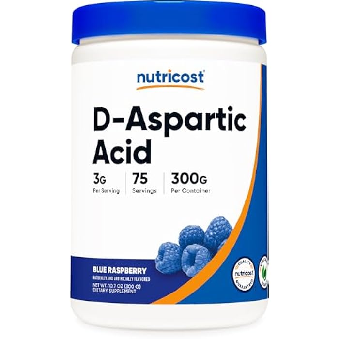 Nutricost D-Aspartic Acid (DAA) Powder 300G (Blue Raspberry) - Flavored D-Aspartic Acid Powder Supplement - Image 1