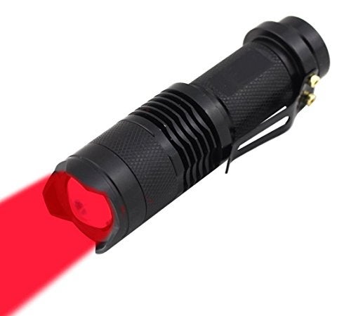 WAYLLSHINE Scalable Red LED Flashlight, 3 Mode Red Beam, Long Range - Black - Image 1