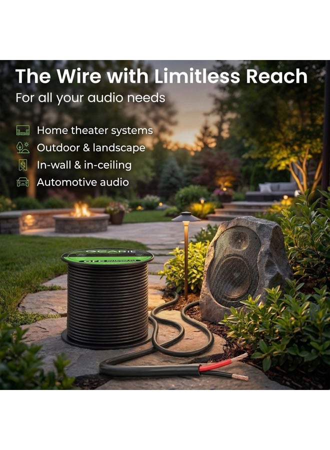 GearIT 14/2 Speaker Wire (100 Feet) 14AWG Gauge - Outdoor Direct Burial in Ground/in Wall / CL3 CL2 Rated / 2 Conductors - OFC Oxygen-Free Copper, Black 100ft - Image 2