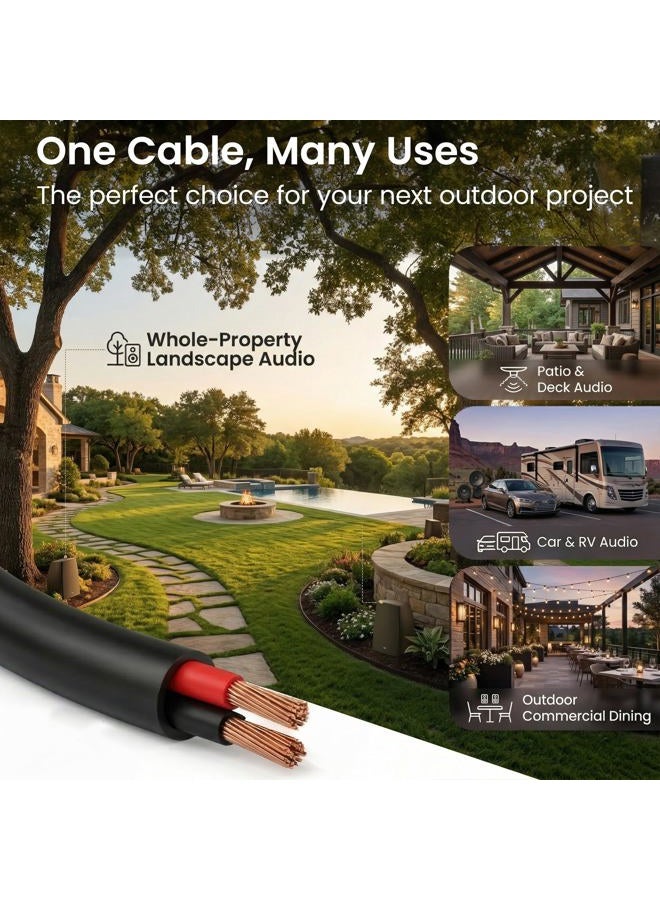 GearIT 14/2 Speaker Wire (100 Feet) 14AWG Gauge - Outdoor Direct Burial in Ground/in Wall / CL3 CL2 Rated / 2 Conductors - OFC Oxygen-Free Copper, Black 100ft - Image 5