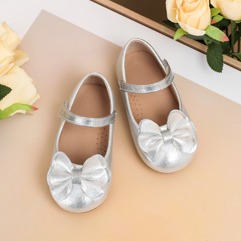 Girls' Shoes With Bow Decoration, Velcro Casual Flat Shoes, Round-Toe Performance Shoes, Student Children'S Single Shoes - Image 3