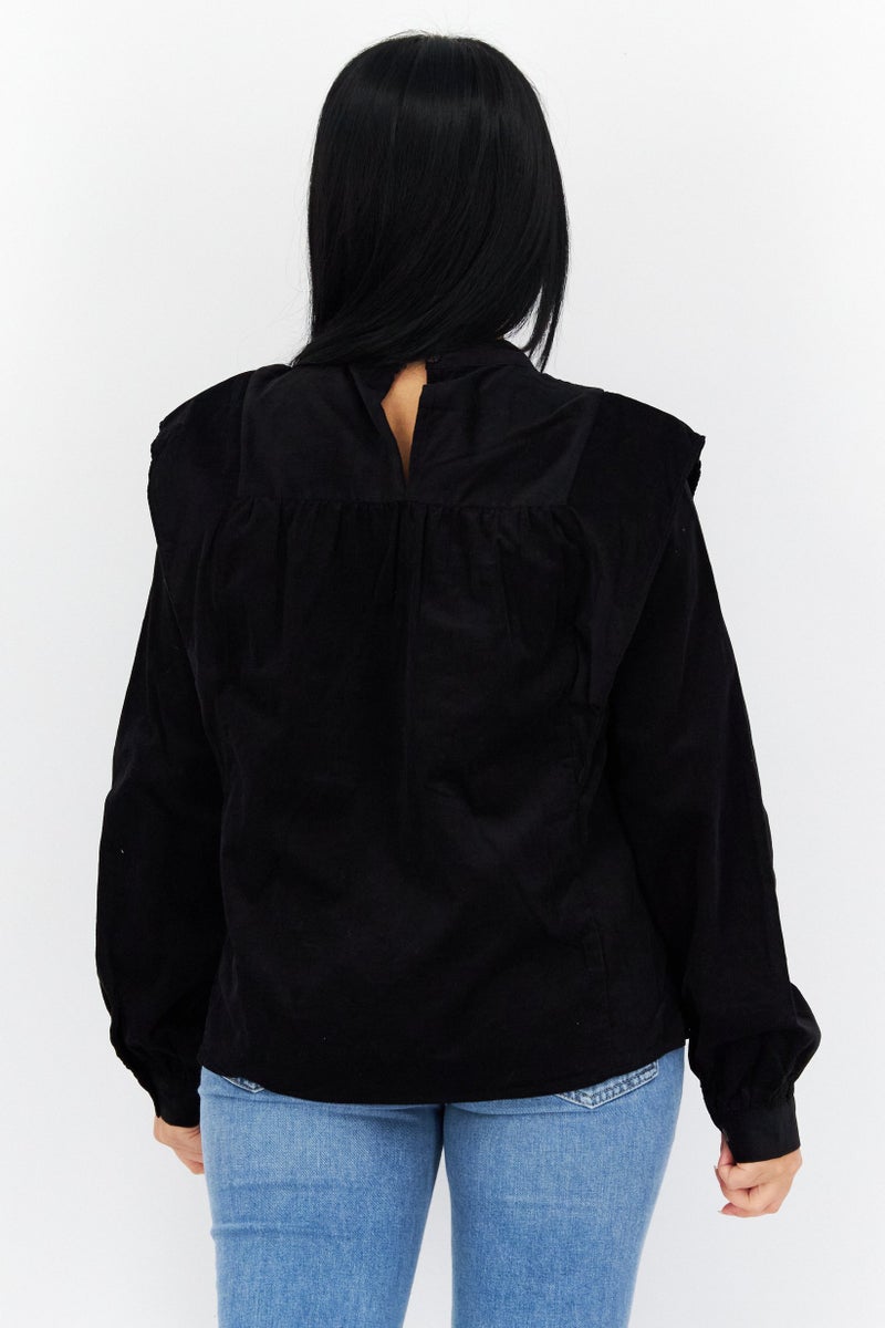 s.Oliver Women Mock Neck Long Sleeves Plain Top, Black - Image 2