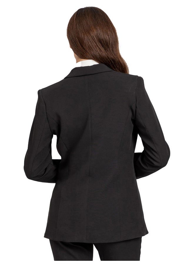 Esla - Single Button Notched Lapel Plain Blazer - Image 1
