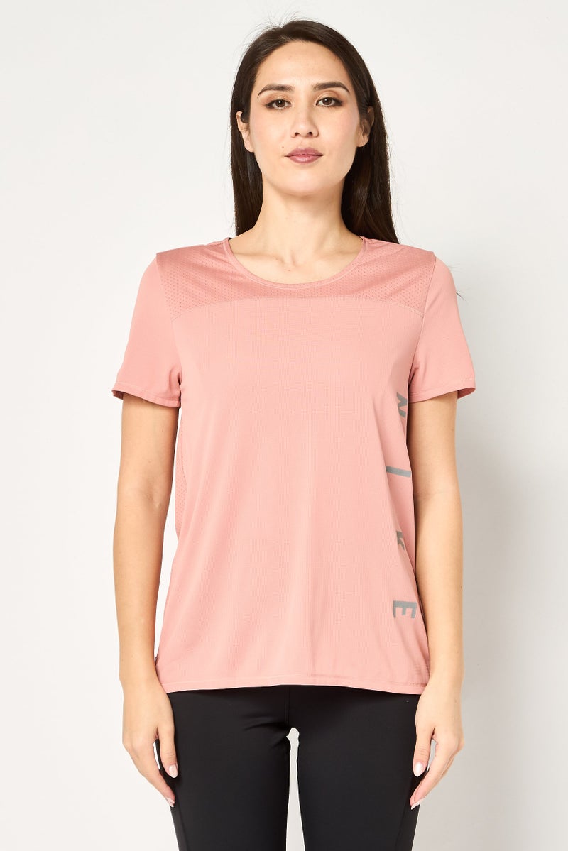 Nike Women Sportswear Fit Short Sleeve Running T-shirt, Old Rose - Image 1
