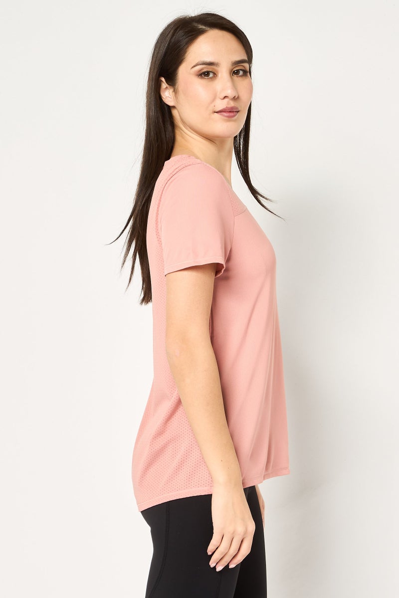 Nike Women Sportswear Fit Short Sleeve Running T-shirt, Old Rose - Image 4