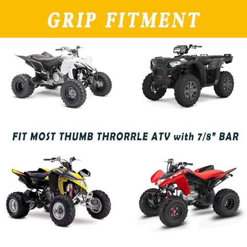APPYU RSG 78inch ATV Grips Universal Handlebar Grips Soft Rubber Motorcycle Grip for ATV Polaris Thumb Throttle Kid Youth 4 Wheeler Quad 400ex Klf110 Klt110 Klf220 Klt200 (Black) - Image 2