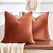 GriNeed Throw Pillow Covers Rust Set of 2 18x18 Inch Pillow Covers Soft Velvet Fall Decorative Cases for Couch Sofa Bed Home Boho Decor Modern Farmhouse Cushion Covers - Image 2