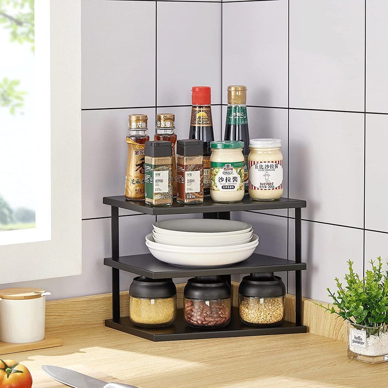 easy root Metal Multipurpose Kitchen Plate Dish Corner Shelf Rack Stand Shelves Holder Kitchen Tray Utensils Storage Cupboard Cabinet Organizer for Home Set of 1 pc - Image 4
