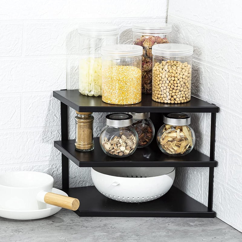 easy root Metal Multipurpose Kitchen Plate Dish Corner Shelf Rack Stand Shelves Holder Kitchen Tray Utensils Storage Cupboard Cabinet Organizer for Home Set of 1 pc - Image 5