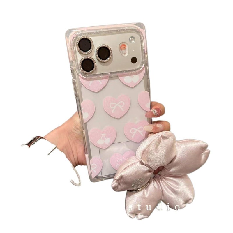 iPhone 15 Pro Max Silicone Protective for iPhone 15 15 Plus 15 Pro 15 Pro Max with Bow Design and Anti Slip Grip in Full Screen Love Pattern - Image 1