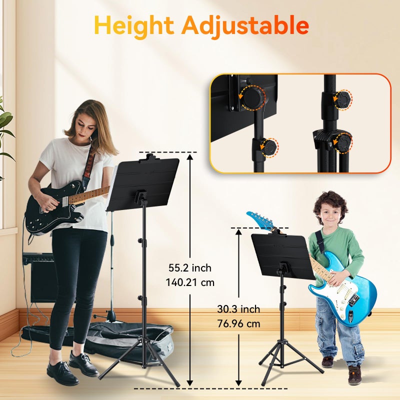 K KASONIC - Dual-Use Folding Sheet Music Stand & Desktop Book Stand with Portable Carrying Bag, Sheet Music Folder & Clip Holder (Black) - Image 5