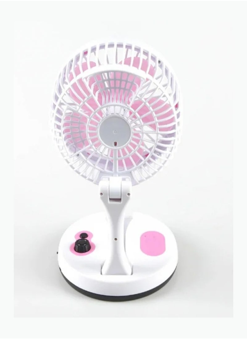 Desktop Fan Foldable Fan With LED Light Type-C Charging Folding Fan Portable Cooler Fan Low Noise Air Cooling Fan For Home Desk And Office