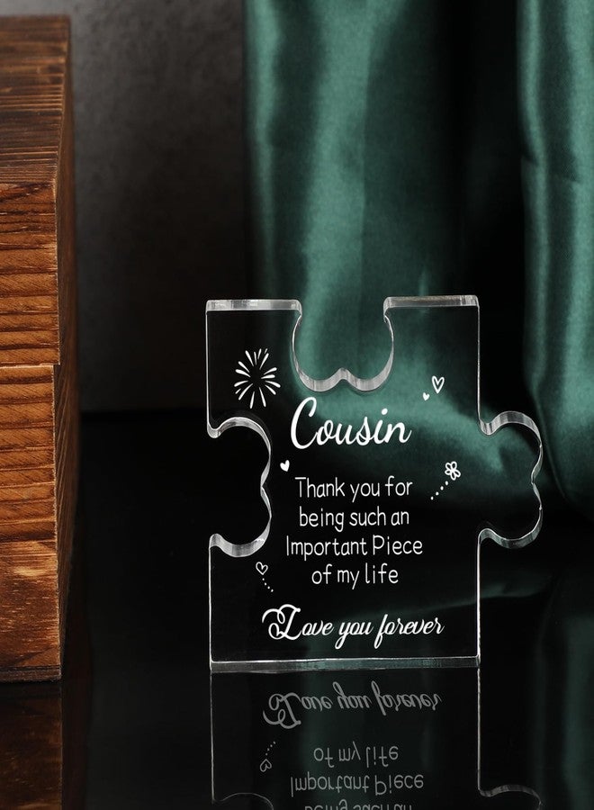 Funnli Cousin Gifts for Women Acrylic Plaque - Mothers Day Graduation Christmas Valentines Day Birthday Wedding Card Gifts for Cousin 3.35 x 2.76 Inch Desk Decorations - Gifts for Cousins Female from Sister Brother - Image 4