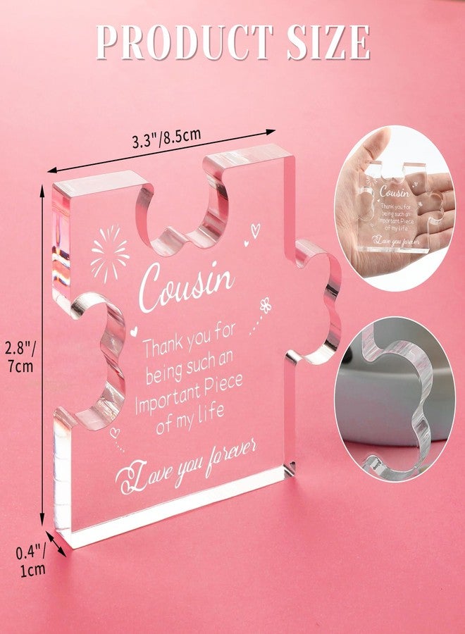 Funnli Cousin Gifts for Women Acrylic Plaque - Mothers Day Graduation Christmas Valentines Day Birthday Wedding Card Gifts for Cousin 3.35 x 2.76 Inch Desk Decorations - Gifts for Cousins Female from Sister Brother - Image 2