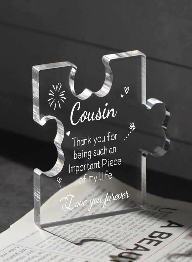 Funnli Cousin Gifts for Women Acrylic Plaque - Mothers Day Graduation Christmas Valentines Day Birthday Wedding Card Gifts for Cousin 3.35 x 2.76 Inch Desk Decorations - Gifts for Cousins Female from Sister Brother - Image 5